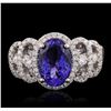 Image 1 : 18KT White Gold 2.15ct Tanzanite and Diamond Ring