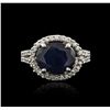 Image 1 : 14KT White Gold 4.65ct Sapphire and Diamond Ring