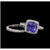 Image 3 : 14KT White Gold 3.04ct Tanzanite and Diamond Wedding Ring Set