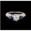 Image 1 : 18KT White Gold 1.30ctw Sapphire and Diamond Ring