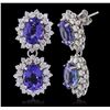Image 2 : 14KT White Gold 10.92ctw Tanzanite and Diamond Earrings