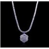 Image 1 : 14KT White Gold 67.32ctw Tanzanite and Diamond Necklace