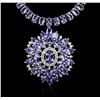 Image 2 : 14KT White Gold 67.32ctw Tanzanite and Diamond Necklace
