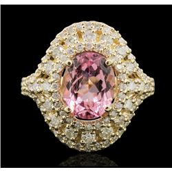 14KT Yellow Gold 2.81ct Kunzite and Diamond Ring