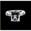 Image 1 : 14KT White Gold 4.93ct Aquamarine and Diamond Ring