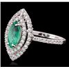Image 2 : 14KT White Gold 0.83ct Emerald and Diamond Ring