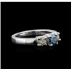 Image 2 : 14KT White Gold 0.84ctw Fancy Blue Diamond Ring