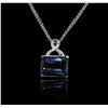 Image 2 : 14KT White Gold 50.96ct Topaz and Diamond Pendant With Chain
