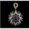 Image 1 : 14KT Yellow Gold 28.47ctw Sapphire and Diamond Pendant
