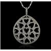 Image 1 : 14KT White Gold 0.52ctw Diamond Pendant With Chain