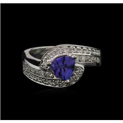 0.89ct Tanzanite and Diamond Ring -14KT White Gold