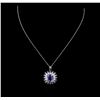 Image 1 : 14KT White Gold 11.90ct Tanzanite, Sapphire and Diamond Pendant With Chain