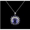 Image 2 : 14KT White Gold 11.90ct Tanzanite, Sapphire and Diamond Pendant With Chain