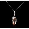 Image 2 : 14KT White Gold 7.65ct Morganite and Diamond Pendant With Chain
