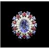 Image 1 : 14KT White Gold 3.58ct Tanzanite, Sapphire, Ruby and Diamond Ring