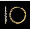 Image 2 : 3.69ctw Diamond Hoop Earrings - 18KT Yellow Gold