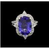 Image 1 : 4.41ct Tanzanite and Diamond Ring - 14KT White Gold