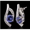 Image 2 : 14KT White Gold 6.30ctw Tanzanite and Diamond Earrings