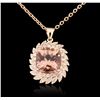 Image 1 : 14KT rose gold 13.57ct Morganite and Diamond Pendant With Chain