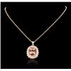 Image 2 : 14KT rose gold 13.57ct Morganite and Diamond Pendant With Chain