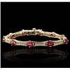 Image 1 : 14KT Yellow Gold 9.09ctw Ruby and Diamond Bracelet