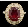 Image 1 : 14KT Yellow Gold 6.94ct Ruby and Diamond Ring