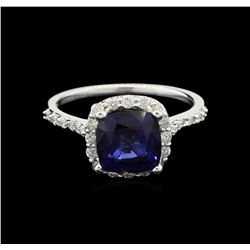 3.24ct Blue Sapphire and Diamond Ring - 14KT White Gold