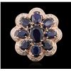 Image 1 : 14KT Rose Gold 10.37ctw Sapphire Ring