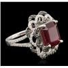 Image 2 : 14KT White Gold 7.83ct Ruby and Diamond Ring