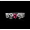 Image 1 : 18KT White Gold 0.50ct Pink Topaz and Diamond Ring