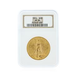 1924 NGC MS64 $20 St. Gaudens Double Eagle Gold Coin