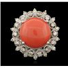Image 1 : 14KT White Gold 7.25ct Coral and Diamond Ring