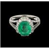 Image 1 : 18KT White Gold 3.06ct Emerald and Diamond Ring
