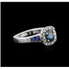 Image 2 : 1.23ctw Fancy Blue Diamond and Sapphire Ring - 14KT White Gold