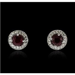 14KT White Gold 1.83ctw Ruby and Diamond Earrings