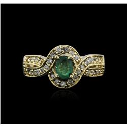14KT Yellow Gold 0.82ct Emerald and Diamond Ring
