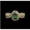 Image 1 : 14KT Yellow Gold 0.82ct Emerald and Diamond Ring