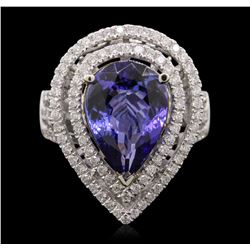 14KT Two-Tone 5.39ct Tanzanite and Diamond Ring