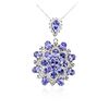 Image 2 : 14KT White Gold 28.87ctw Tanzanite and Diamond Pendant With Chain