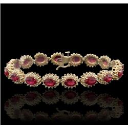 14KT Yellow Gold 13.60ctw Ruby and Diamond Bracelet