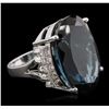 Image 3 : 14KT White Gold 40.61ct Blue Topaz and Diamond Ring