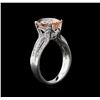 Image 3 : 3.13ct Morganite and Diamond Ring - 18KT White Gold