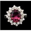 Image 1 : 14KT White Gold 2.36ct Pink Tourmaline and Diamond Ring