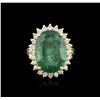 Image 1 : 14KT Yellow Gold 9.11ct Emerald and Diamond Ring