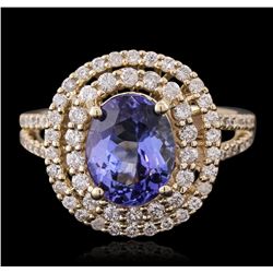 14KT Yellow Gold 2.47ct Tanzanite and Diamond Ring