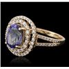 Image 2 : 14KT Yellow Gold 2.47ct Tanzanite and Diamond Ring