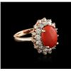 Image 2 : 14KT Rose Gold 8.88ct Coral and Diamond Ring