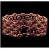 Image 3 : 63.05ctw Ruby and Diamond Bracelet - 14KT Rose Gold