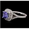 Image 2 : 14KT White Gold 1.47ct Tanzanite and Diamond Ring