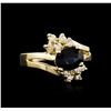 Image 2 : 14KT Yellow Gold 1.45ct Sapphire and Diamond Ring
